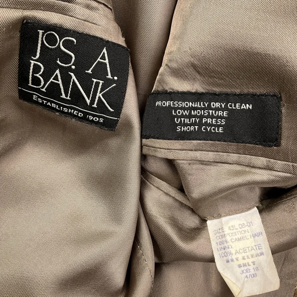 Jos A Bank Blazer Men 43L Tan Camel‎ Hair Luxury Classic Career Neutral VTG
